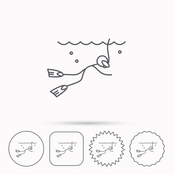Búvárkodás ikonra. Víz alatti úszás cső jel. — Stock Vector