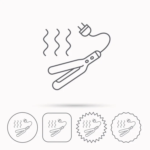 Icône en fer à friser. Coiffure outil électrique signe . — Image vectorielle