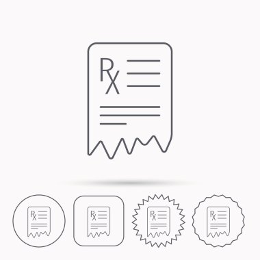 Tıbbi reçete simgesi. Sağlık belge işareti.