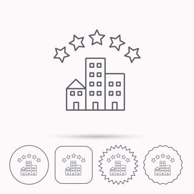 Hotel Icon. Beş yıldız işareti hizmet.