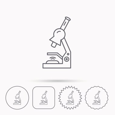 Mikroskop simgesi. Tıbbi laboratuvar donatımı.