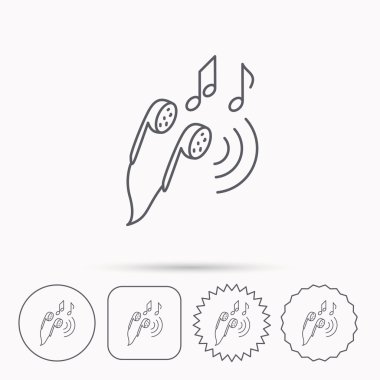 Kulaklık simgesi. Nota işaretleri.