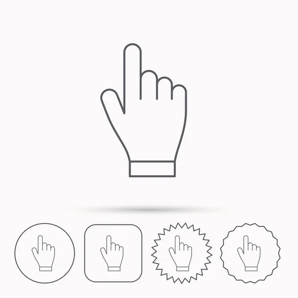 Haga clic en icono de mano. Presione o empuje signo puntero . — Vector de stock