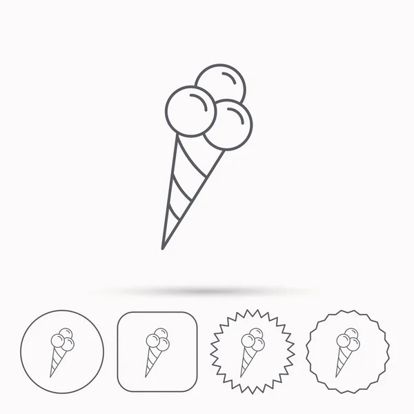 Ice cream met drie ballen pictogram. Zoet dessert. — Stockvector