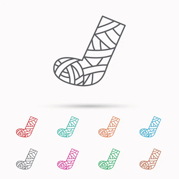 Gips of gegoten voet pictogram. Gebroken been teken. — Stockvector
