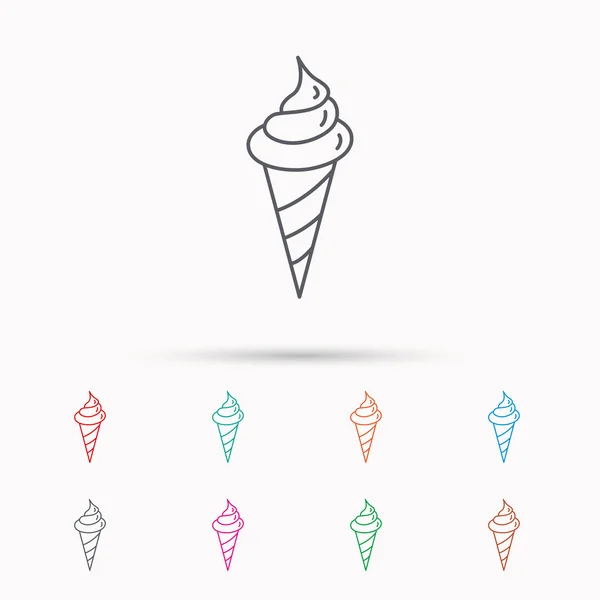 Ice cream pictogram. Zoet dessert in wafel kegel. — Stockvector