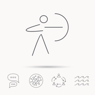 Okçuluk spor idolü. Archer longbow işareti ile.