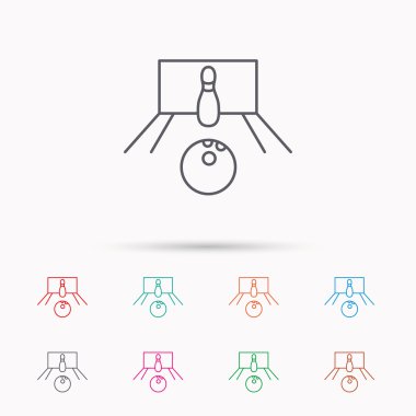 Bowling simgesi. Skittle veya PIN topu işareti ile.