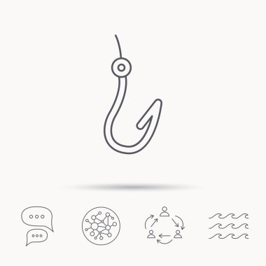 Balıkçılık kanca simgesi. Balıkçı ekipman işareti.