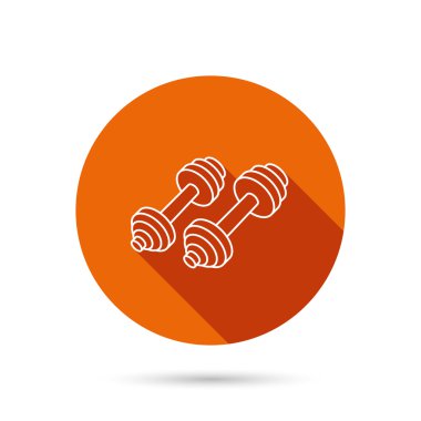 Dumbbell simgesi. Fitness Spor veya spor salonu işareti.