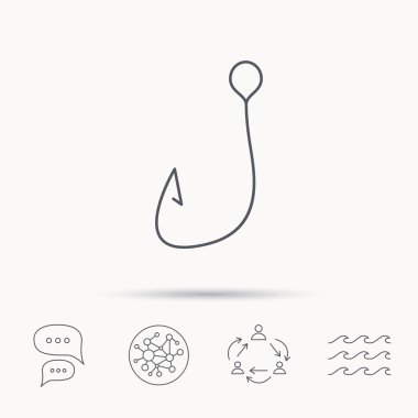 Balıkçılık kanca simgesi. Balıkçı ekipman işareti.