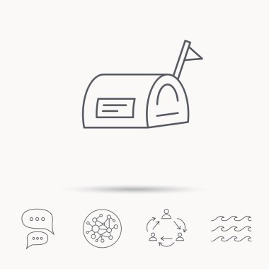 Bayrak simgesi ile posta kutusu. E-posta kutusu işareti sonrası.