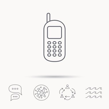 Hareket eden telefon simgesi. Anten işareti ile cep telefonu.