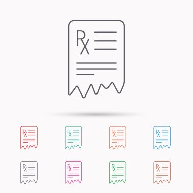 Tıbbi reçete simgesi. Sağlık belge işareti.