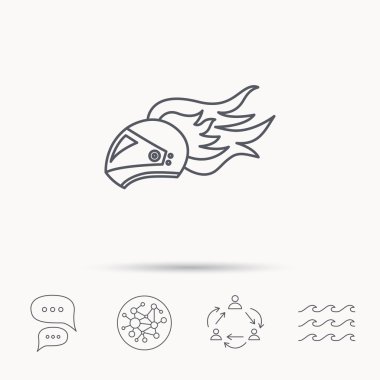 Yangın simgesi kask. Motosiklet spor işareti.