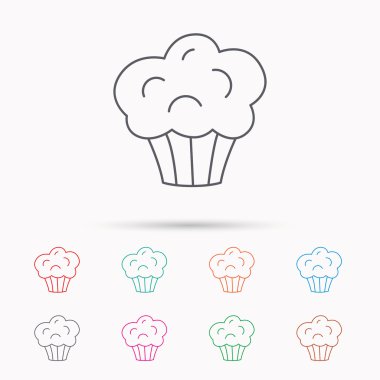 Muffin simgesi. Cupcake tatlı işareti.