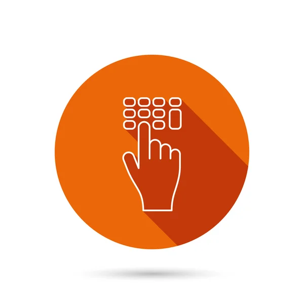 Introduzca el icono de código pin. Señal de puntero de mano Click . — Vector de stock
