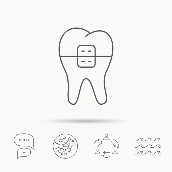 Dental braces icon. Tooth healthcare sign. — Stock Vector