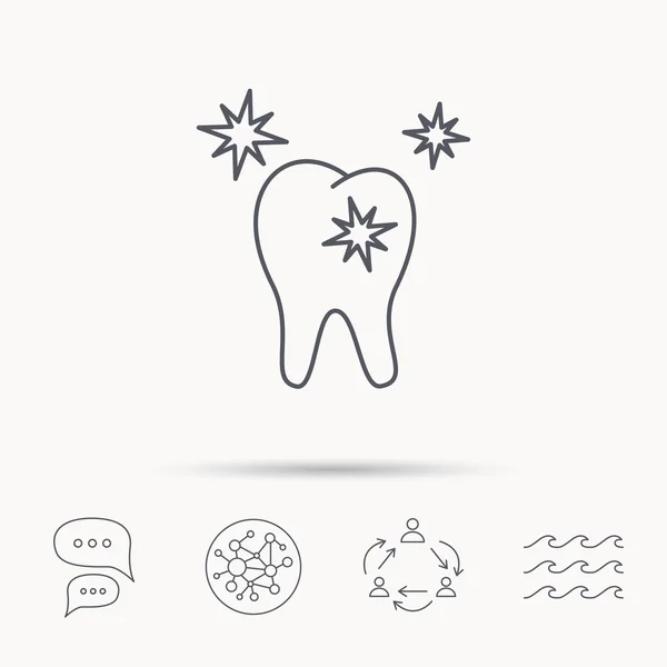 Frisk tand ikon. Dental protection tecken. — Stock vektor