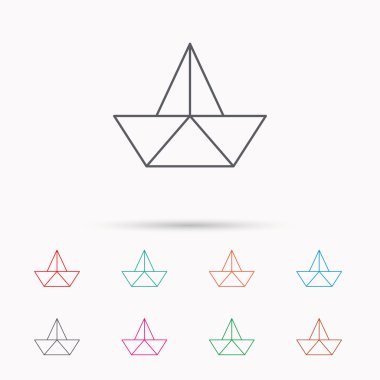 Kağıt tekne simgesi. Origami gemi işareti.