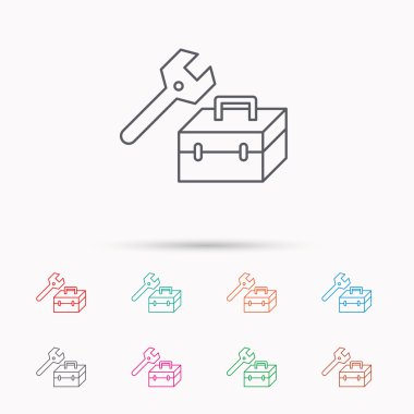 Onarım araç kutusu simgesi. İngiliz anahtarı anahtar işareti.