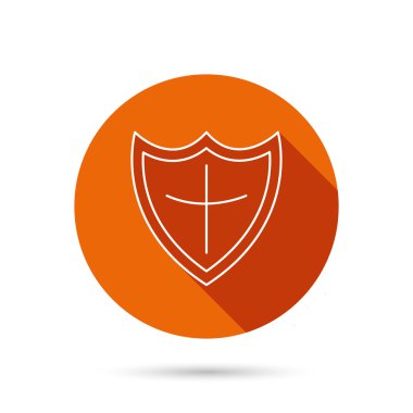 Kalkan kutsal kişilerin resmi. Koruma işareti.