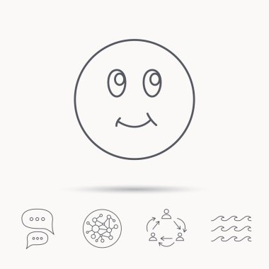 Gülümseme simgesi. Olumlu mutlu yüz işareti.