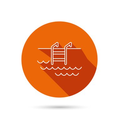 Yüzme Havuzu simgesi. Dalgalar ve merdiven işareti.