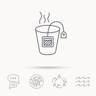 Çay poşeti simgesi. Doğal sıcak içecek işareti.