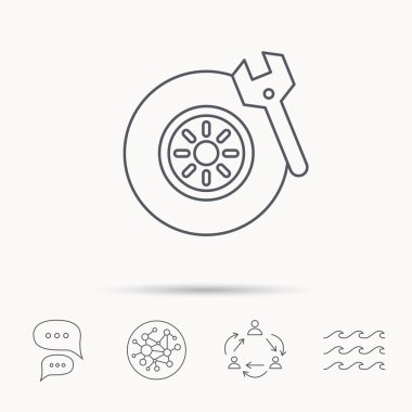 Lastik Servisi simgesini. Tekerlek ve İngiliz anahtarı anahtar işareti.