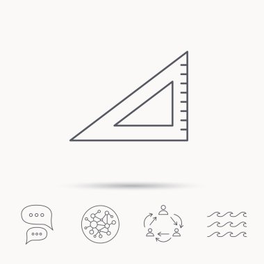 Üçgen cetvel simgesi. Yeşilaycı işareti.