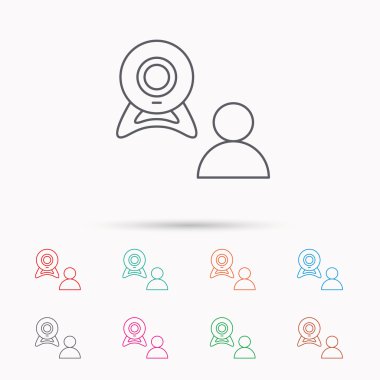 Görüntülü sohbet simgesi. Webcam sohbet işareti.