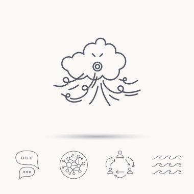 Rüzgar simgesi. Fırtına işaretiyle bulut.