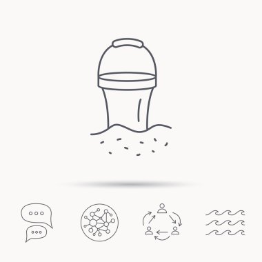 Kova simgesi. Çöp kutusu işareti. Bahçe ekipmanları.