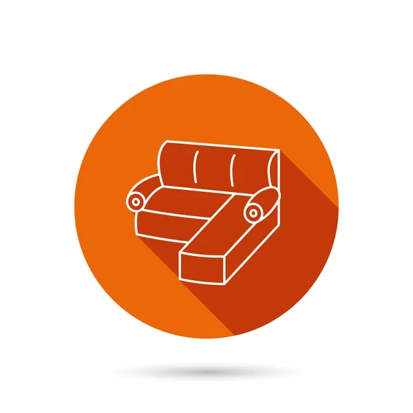 Sarok kanapé ikonra. Kényelmes kanapén jele. — Stock Vector