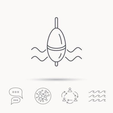 Balık tutma float simgesi. Bobber dalgalar işareti.