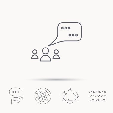 Toplantı simgesi. Sohbet konuşma kabarcıklar işareti.