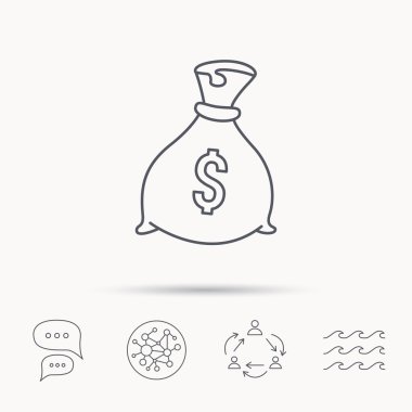 Dolar simgesiyle çuval. Para çantası işareti.