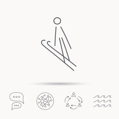 Kayak atlama simgesi. Aşırı spor işareti kayaklar.