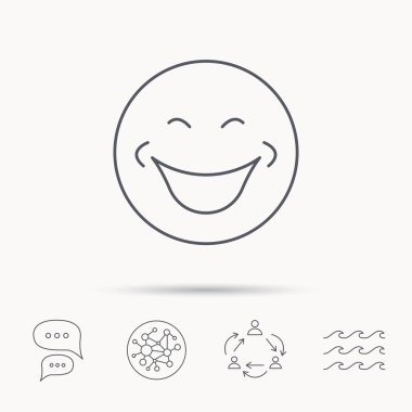 Gülümseme simgesi. Olumlu mutlu yüz işareti.