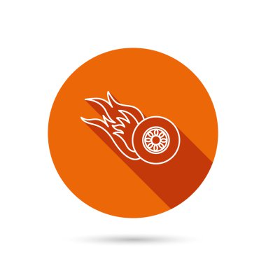 Yanan tekerlek simgesi. Hız ya da ırk işareti.