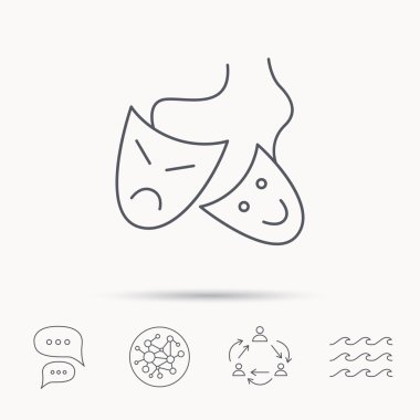 Tiyatro maskeleri simgesi. Drama ve komedi işareti.