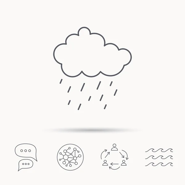 Icono de lluvia. Gotas de agua y señal de nube . — Vector de stock