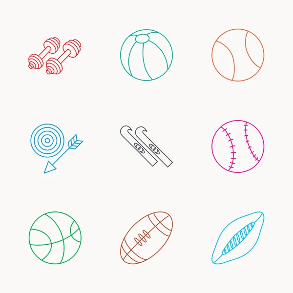 Sport fitness, tennis and basketball icons. — Stock Vector