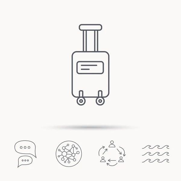 Valise avec icône de roues. Panneau bagages de voyage . — Image vectorielle
