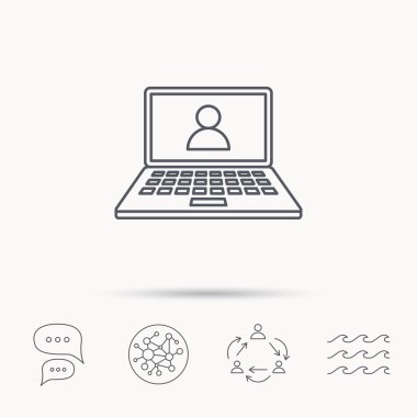 Webinar simgesi. Sohbet video işareti.