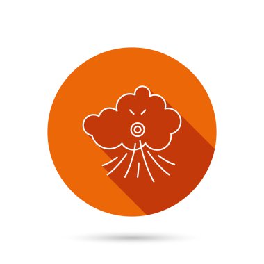 Rüzgar simgesi. Fırtına işaretiyle bulut.