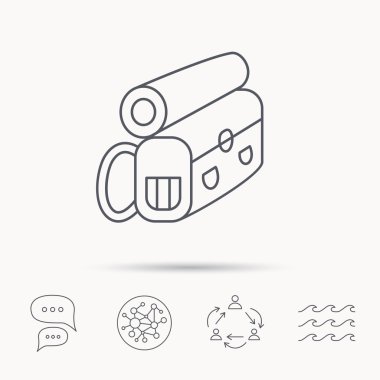 Sırt çantası simgesi. Seyahat ekipman işareti.