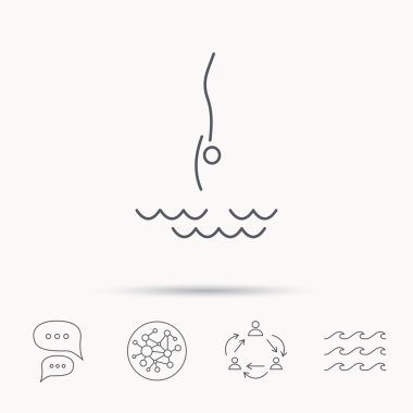 Dalış simgesi. Su işareti atlama.