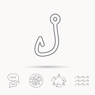 Balıkçılık kanca simgesi. Balıkçı ekipman işareti.